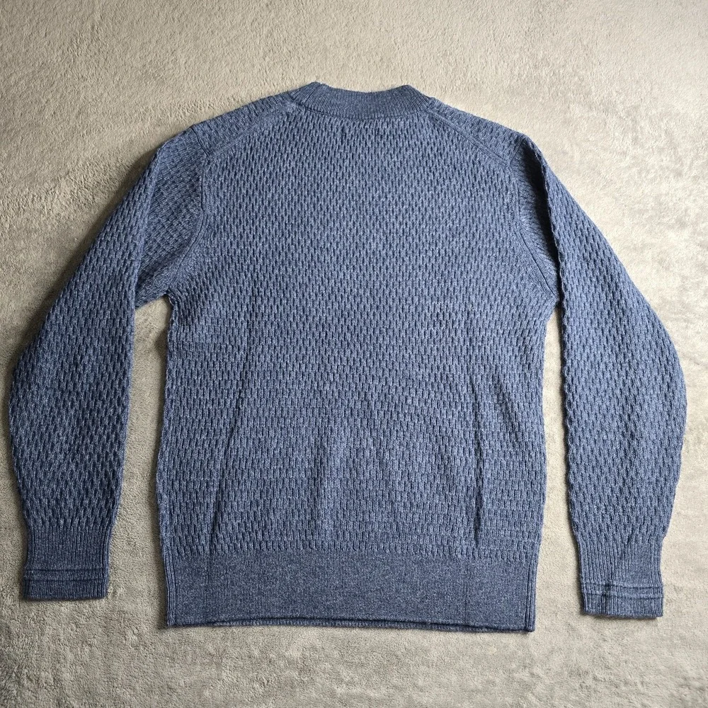 Line of Trade Sweater Mens Large Blue Wool Blend Cable Knit Long Sleeve Pullover